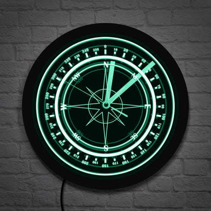 Reloj de pared LED diseño brújula