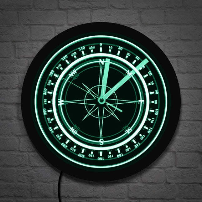 Reloj de pared LED diseño brújula