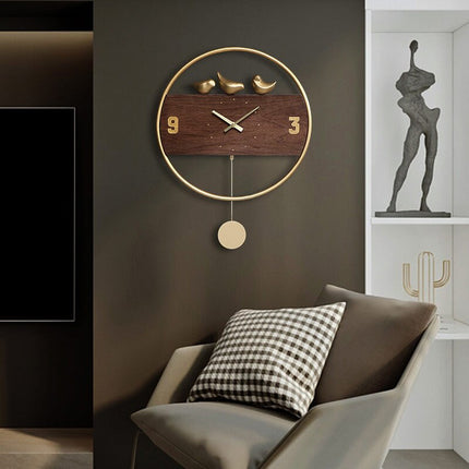 Reloj de pared nórdico con pájaros