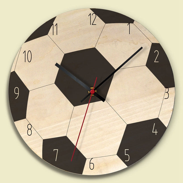 Reloj de pared madera balón fútbol