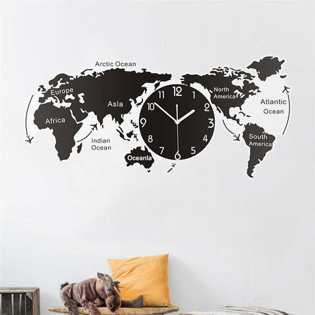 Reloj de pared gigante mapamundi negro