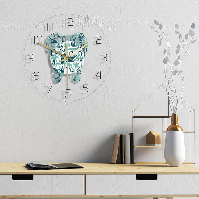 Reloj de pared LED forma de diente