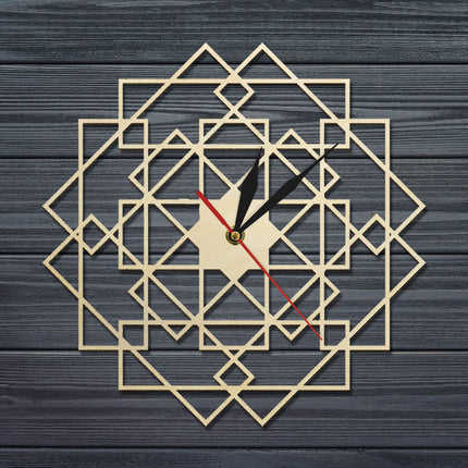Reloj de pared geométrico madera calada