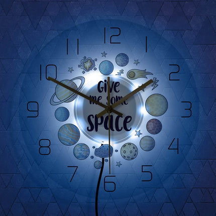 Reloj de pared LED con diseño planetas