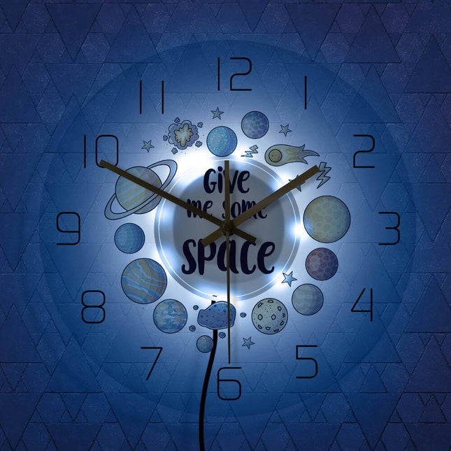 Reloj de pared LED con diseño planetas
