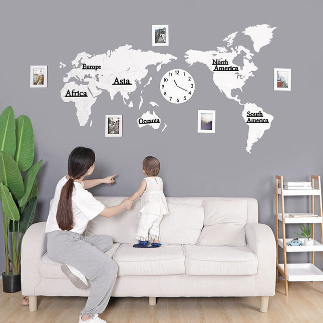 Reloj de pared mapamundi adhesivo