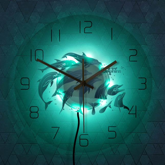 Reloj de pared LED con diseño delfines
