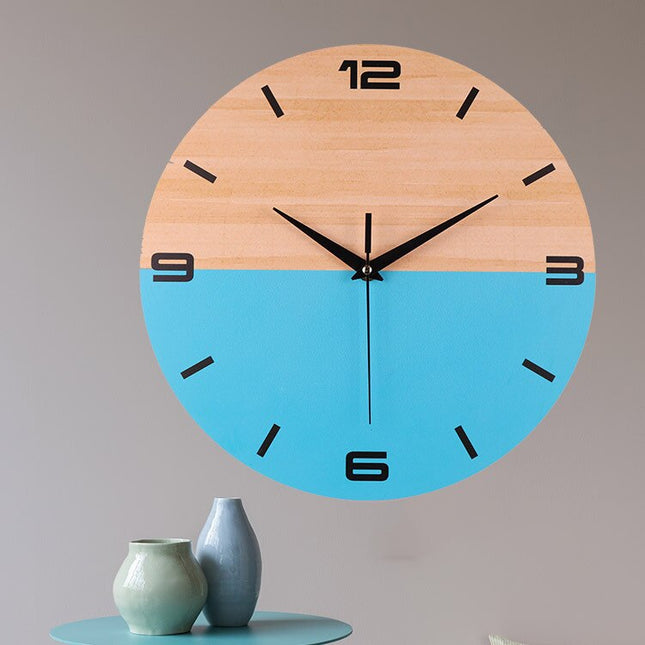 Reloj de pared moderno madera azul