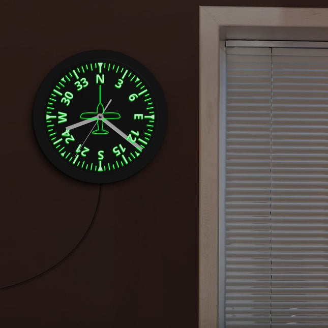 Reloj luminoso de pared para aviación