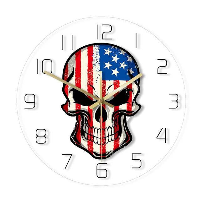 Reloj de pared LED calavera bandera USA