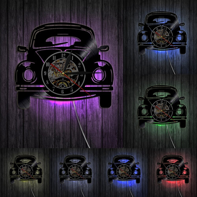 Reloj vinilo coche clásico Volkswagen Beetle