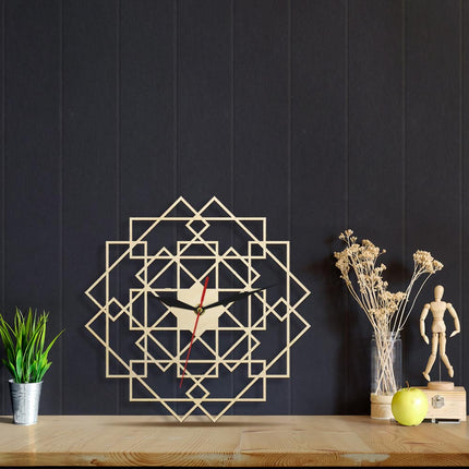 Reloj de pared geométrico madera calada