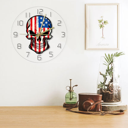 Reloj de pared LED calavera bandera USA