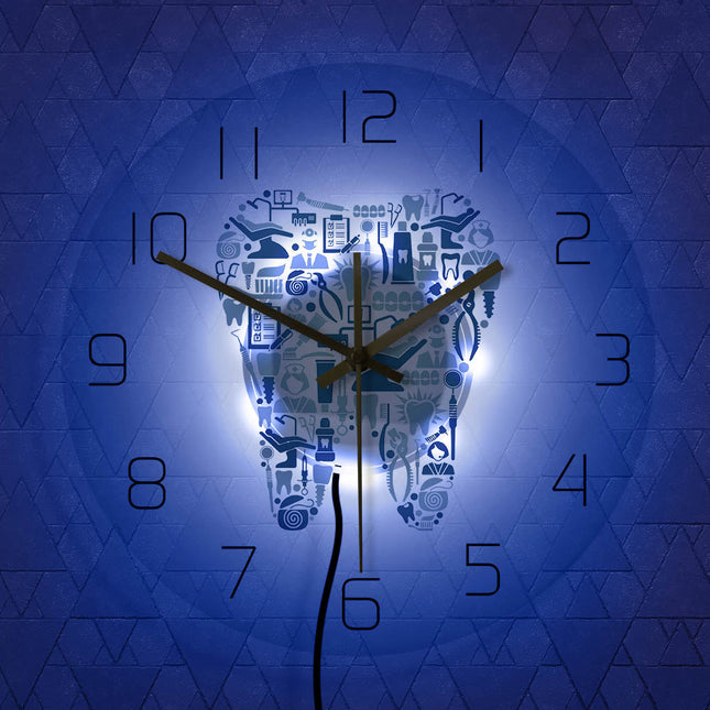 Reloj de pared LED forma de diente