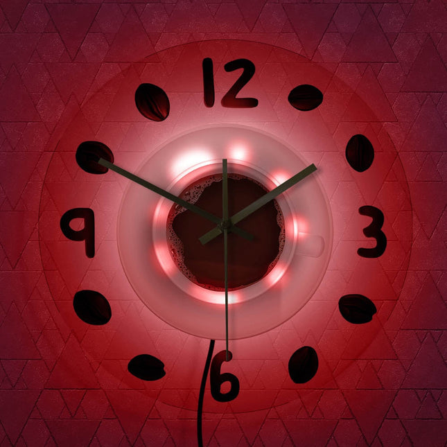 Reloj de pared LED taza de café