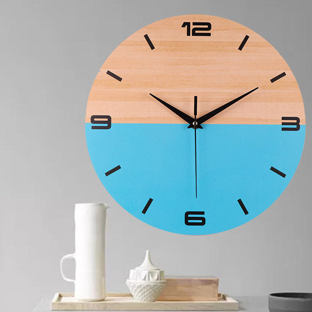 Reloj de pared moderno madera azul