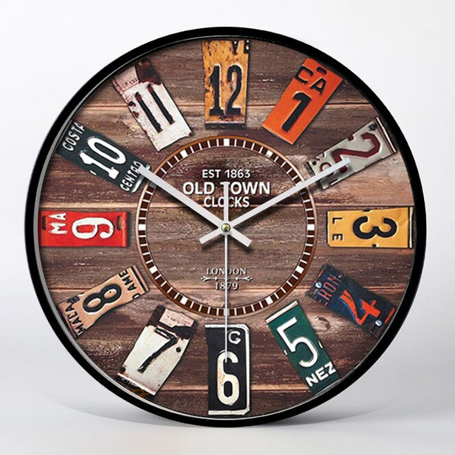 Reloj de pared vintage matrículas coche