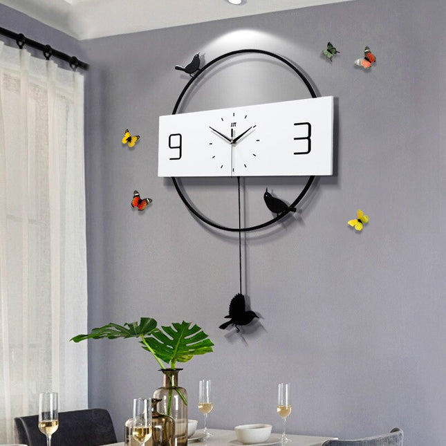 Reloj de pared madera con pájaros