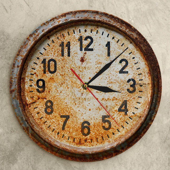 Reloj de pared industrial efecto oxidado