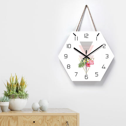 Reloj de pared hexagonal flores geométricas