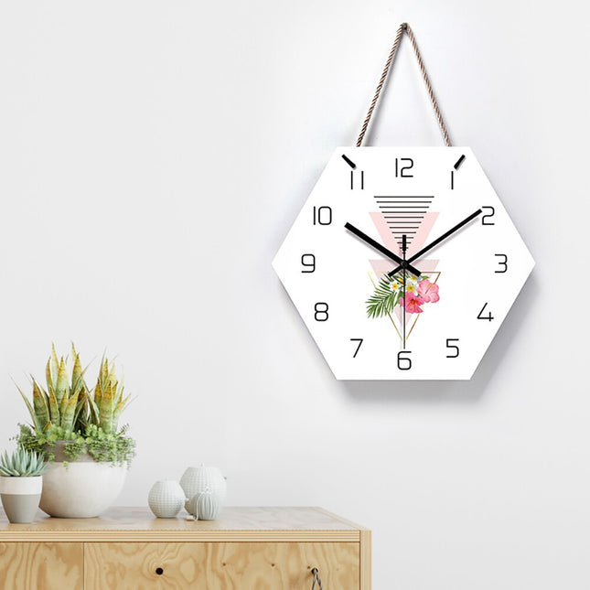 Reloj de pared hexagonal flores geométricas