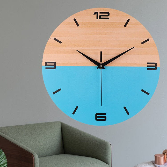 Reloj de pared moderno madera azul