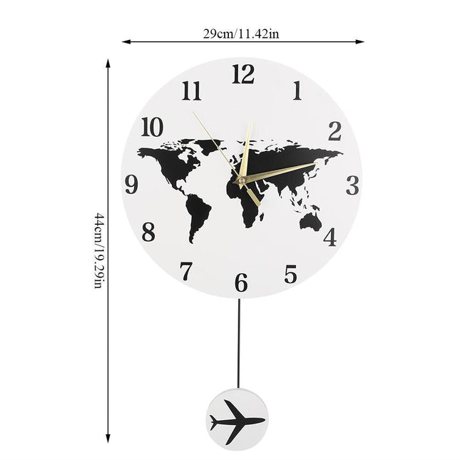 Reloj de pared mapamundi con péndulo