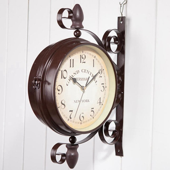 Reloj de pared doble cara estación