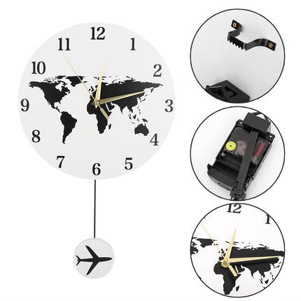 Reloj de pared mapamundi con péndulo