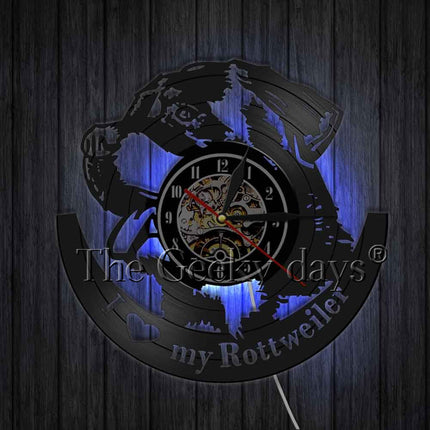 Reloj de vinilo perro raza Rottweiler
