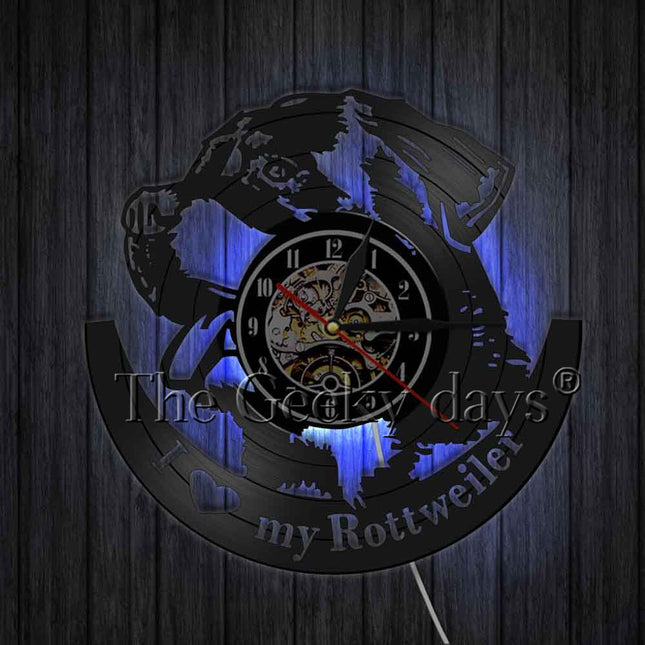 Reloj de vinilo perro raza Rottweiler