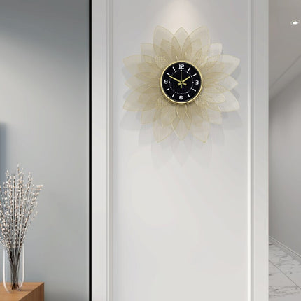 Reloj de pared diseño flor dorada