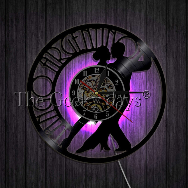 Reloj de vinilo pareja bailando tango