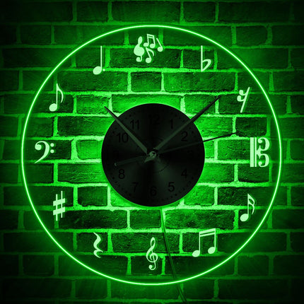 Reloj de pared LED notas musicales