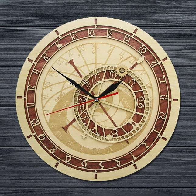 Reloj de pared de madera astronómico