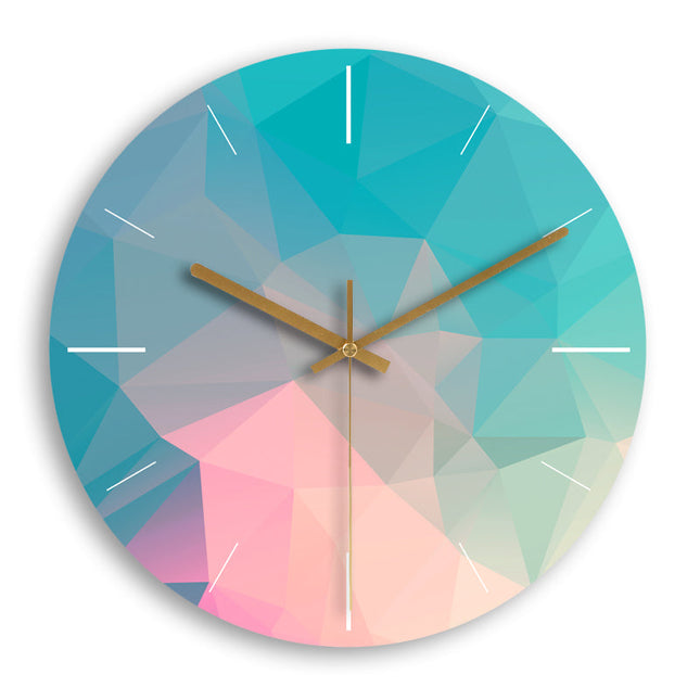 Reloj de pared geométrico y colorido