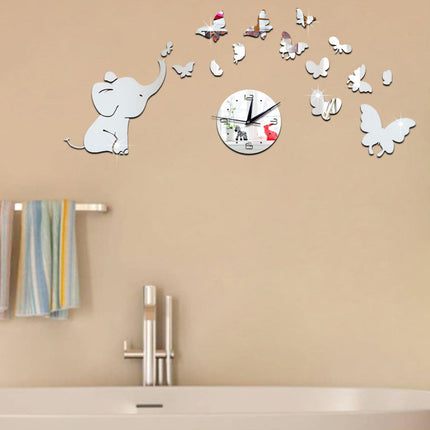 Reloj de pared adhesivo con elefante