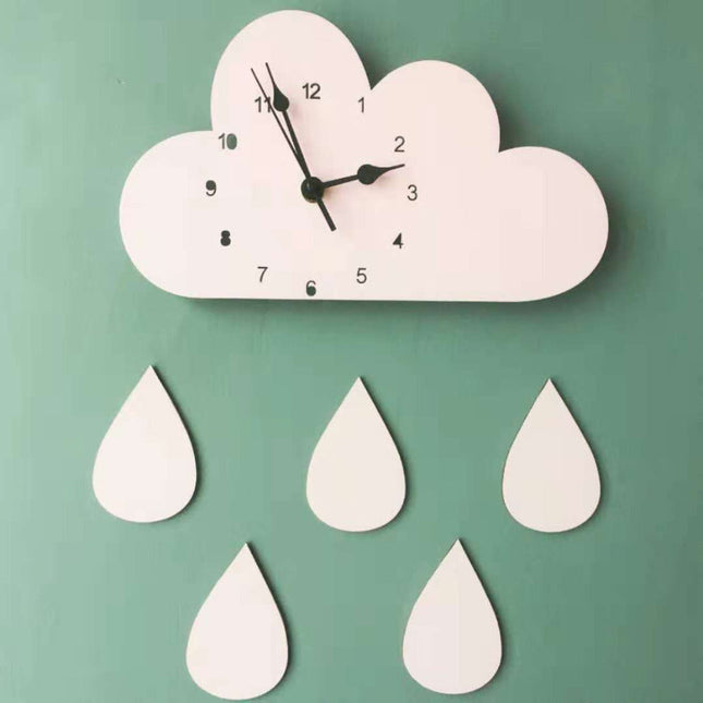 Reloj de pared nube gotas colores