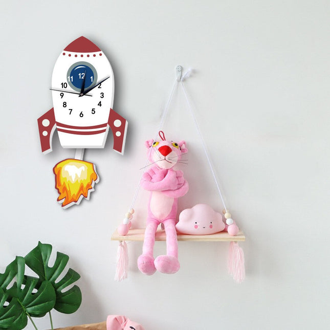 Reloj de pared infantil con péndulo cohete