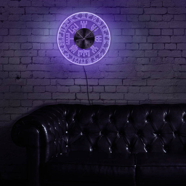 Reloj de pared luminoso runas vikingas