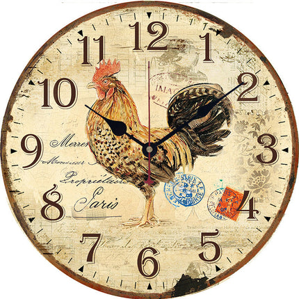Reloj de pared de madera gallo