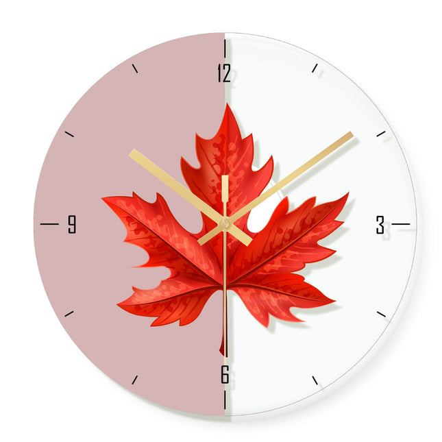 Reloj de pared diseño hoja dorada