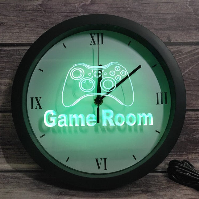 Reloj de pared luminoso para habitación gamer