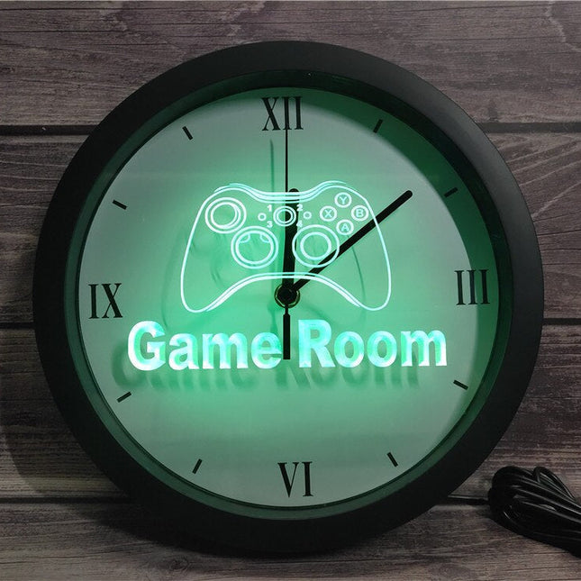 Reloj de pared luminoso para habitación gamer