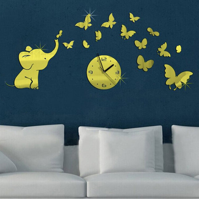 Reloj de pared adhesivo con elefante