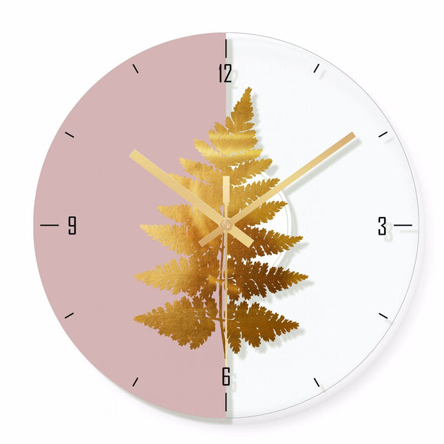 Reloj de pared diseño hoja dorada