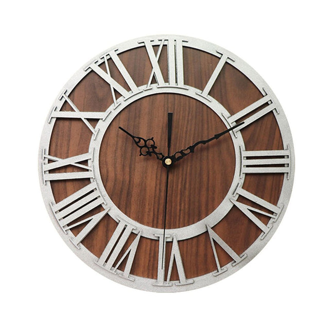 Reloj de pared madera y metal negro