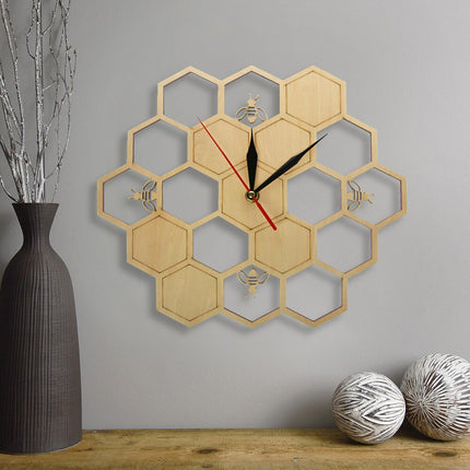 Reloj de pared hexagonal diseño panal
