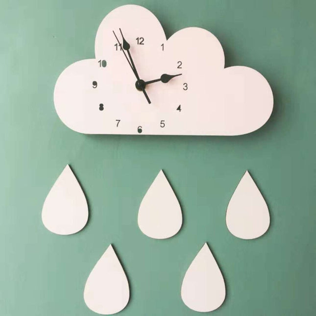 Reloj de pared decorativo nube gotas