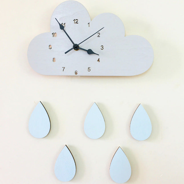 Reloj de pared decorativo nube gotas